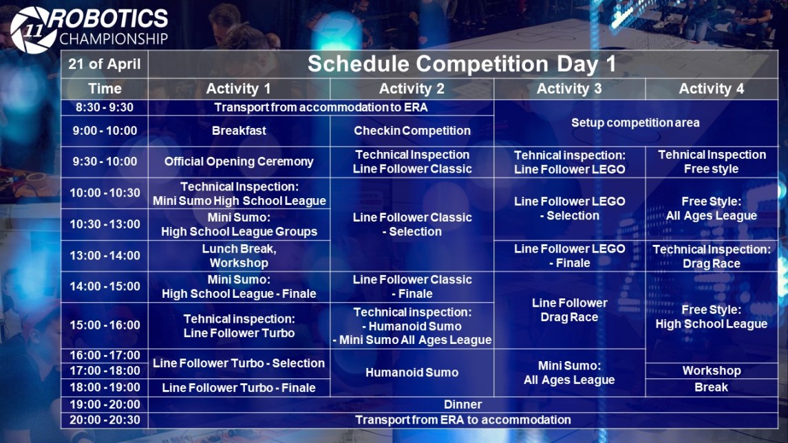 Schedule Robotics Championship